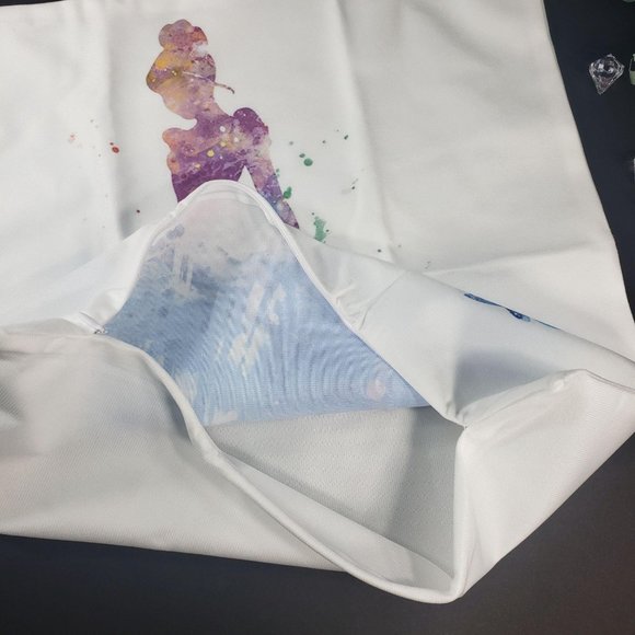 Princess Cinderella Blue Silhouette Mouse Themed Home Decorative Pillowcase - Picture 12 of 13